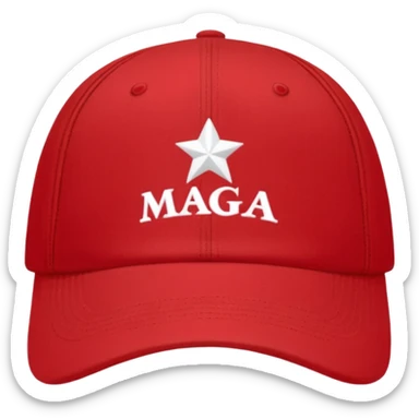 red baseball cap with MAGA on the front sticker