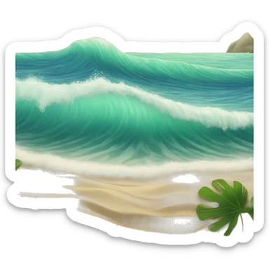 waves at beach sticker