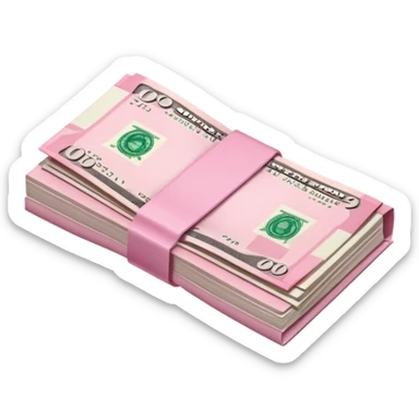 a pink piece of cash sticker