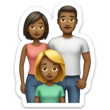 Family with 4, father, mother, teenager boy, small girl sticker