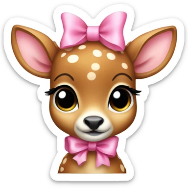 baby deer with pink bow sticker