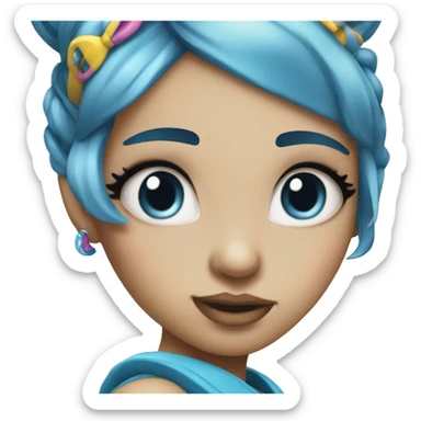 girl with blue twintails and funky makeup sticker
