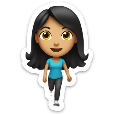 Hispanic girl with black hair on the stairmaster sticker