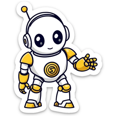 Gold and silver robot (Sprunki fun bot) sticker