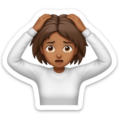 a brown skin girl stressed pulling her hair sticker