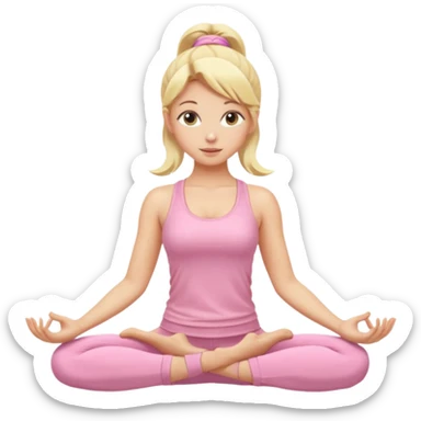 blonde yoga girl light pink clothes n sticker