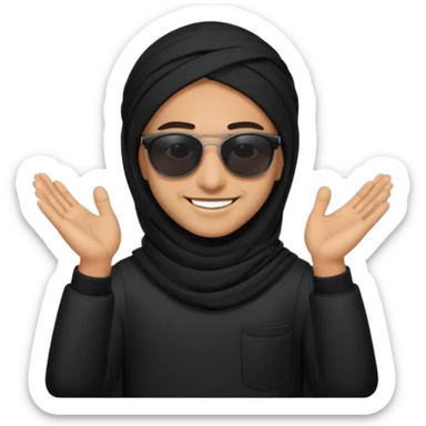 Un árabe con tu ropa negra y con gafas de sol negras que sonria sticker