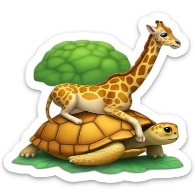 un chat sur une tortue qui est sur une girafe qui dort sticker