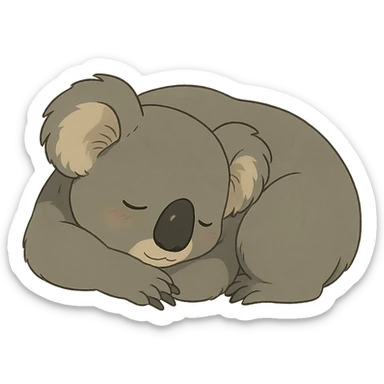 sleeping koala, peaceful and cozy in ghibli style sticker