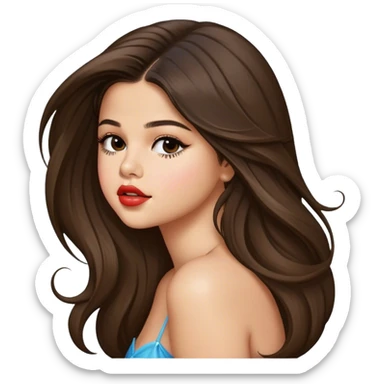 Selena Gomez long hair kiss sticker