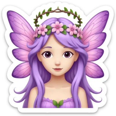 Lilac and pink fairy with wings but you can see her whole body and make her super pretty with long hair and long legs  sticker