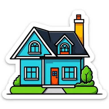house, cartoonish sticker style sticker
