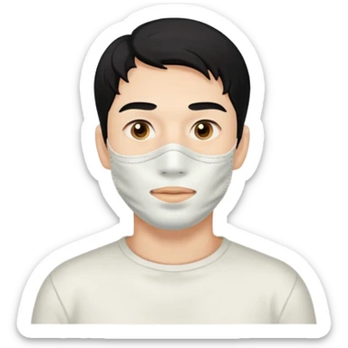 black hair man with white clay face mask on sticker
