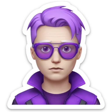 Cyberpunk man head 3d puruple glasses sticker