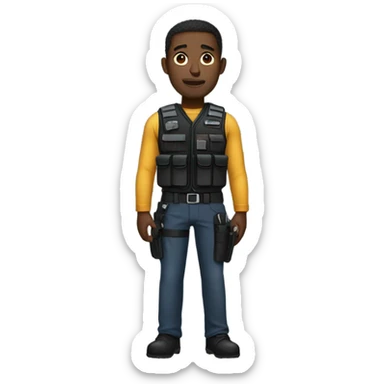 black man standing full body with stab vest  sticker