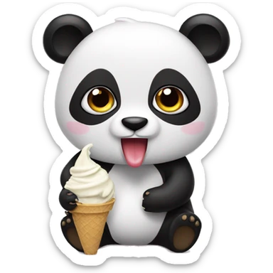 Panda eating ice cream sticker