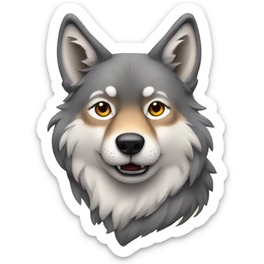 a wolf with butterflies sticker