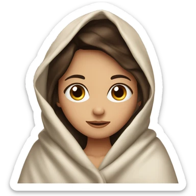 brunette girl inside a blanket blue eyes sticker