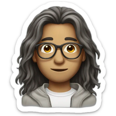 boy long hair smoke  glasses sticker