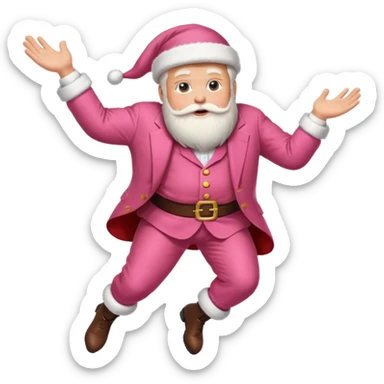 santa claus in a pink suit flying on donald trump sticker