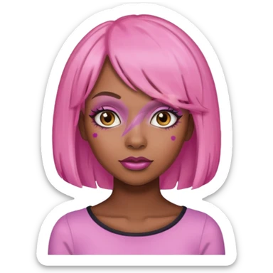 Black girl with pink wig sticker