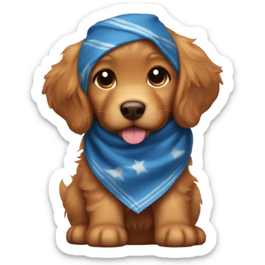 Chibi fluffy dark ginger retriever puppy with blue neckerchief sticker