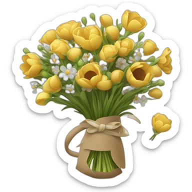 souris qui offre un bouquet de fleurs sticker