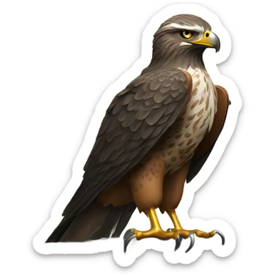 Hawk with a gun in the woods  sticker