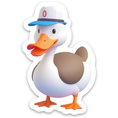 3D cartoon style goose with hat sticker