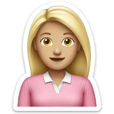 white female employee in pink clothes sticker