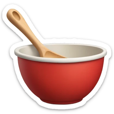 Red mixing bowl with wooden spoon sticker