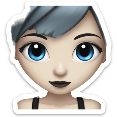 goth girl with blue eyes and black cat sticker