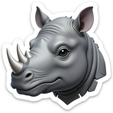 cinematic-noble-rhinoceros-portrait-emoji,-poised,-with-a-massive,-powerful-build-and-a-thick,-hide-of-slate-gray,-deep-set-soulful-piercing-eyes,-simplified-yet-sharp-and-sophisticated-features,-highly-detailed, with large black eyes, szoomed out showing shoulders sticker