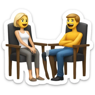 deux personnes qui s'enlacent sauf que un homme est assis sur une chaise et une femme dessus qui l'enlace.  sticker