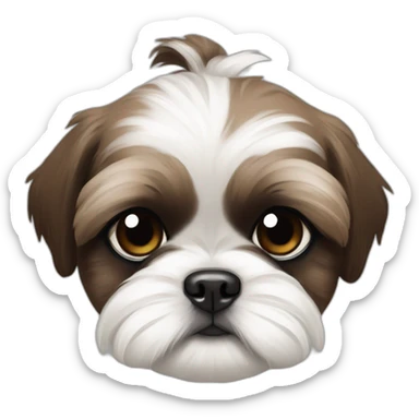 Blind on the other eye brown and white shih tzu puppy smirking  sticker