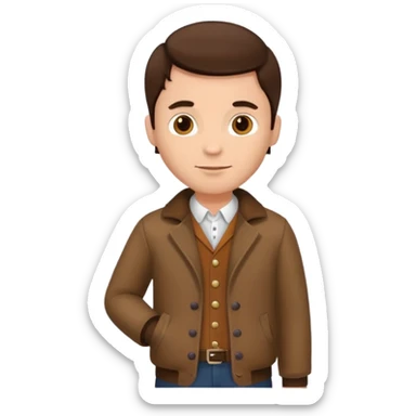 brunette man with brown dutch clothing sticker