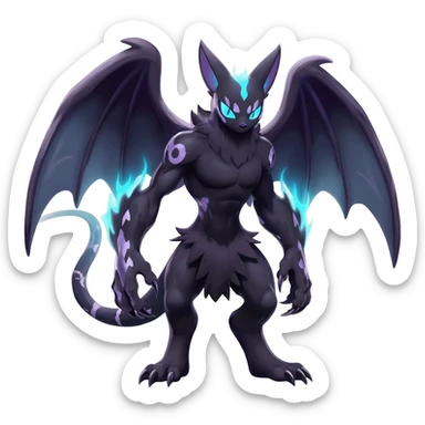 Edgy cool badass animalistic monsterous Darkrai-Umbreon-Giratina-Fakémon-hybrid-fusion-creature  sticker