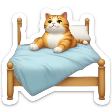 A fat cat on a bed getting pampered  sticker