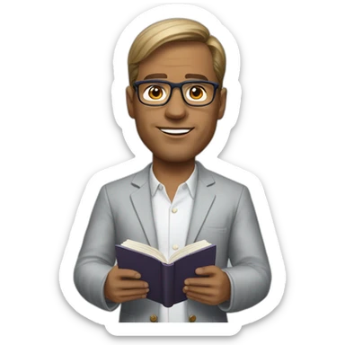 payton manning as a therapist holding a book wearing glasses sticker