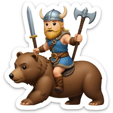 Viking riding bear sticker