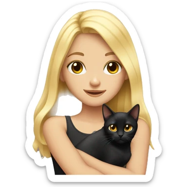blond girl and black cat bond sticker