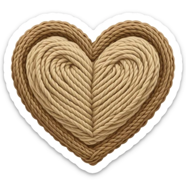 Knitted beige yarn heart sticker