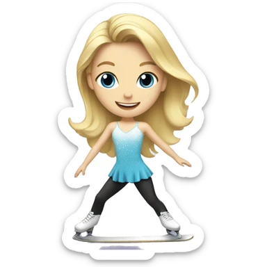 Blonde girl figure skating sticker