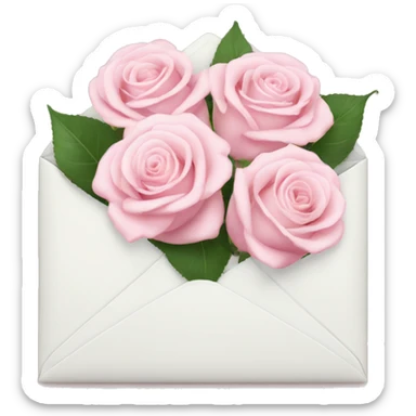 White envelope with light pink roses sticker