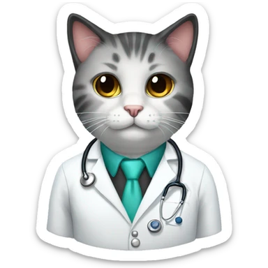 Doctor cat with black fur sticker