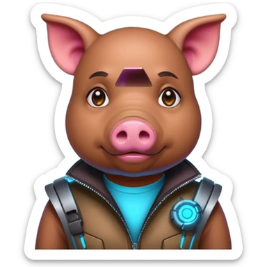 cyberpunk neon colorful wearring pig sticker