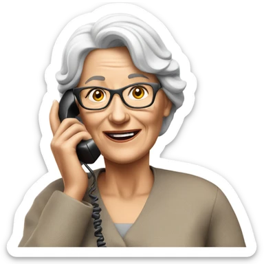 3d hyper realistic senior woman speaking on the phone  sticker