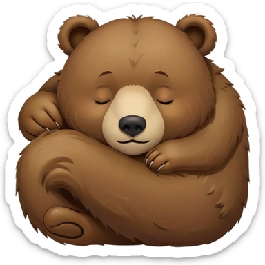 Bear with eyes closed, sleeping on back with legs sticking up sticker
