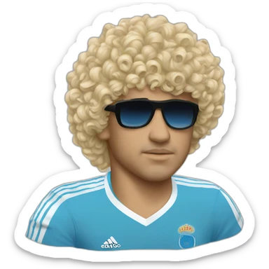 Curly hair Maradona 86 argentina tshirt sticker