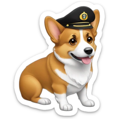 Corgi negro con gorro de capitan sticker
